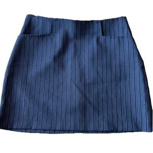 Y2K Striped Mini Skirt CLE Paris Small Gray Pin Stripes Office Corporate College